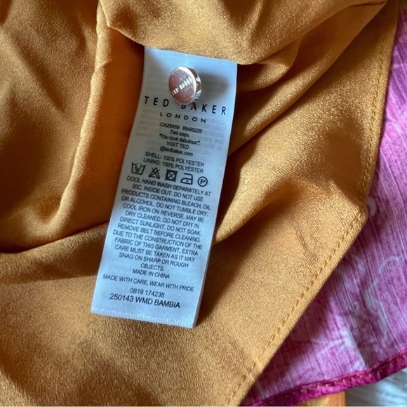 Ted Baker Floral Maxi dress size 1 pink orange tiered - Picture 12 of 13